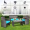 Costway 4PCS Patio Rattan Furniture Set Conversation Glass Table Top Cushioned